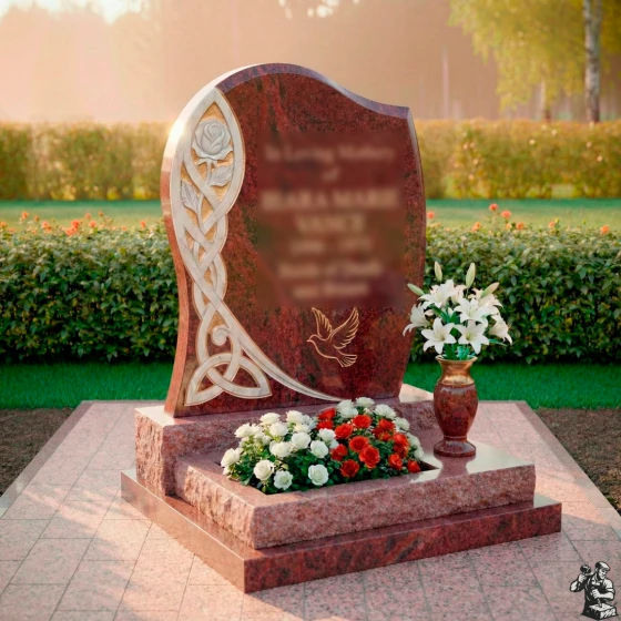Гранитный вертикальный памятник с мемориальным комплексом в Липецке, гранит Лезниковский