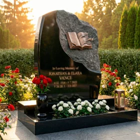 Элитный комбинированный памятник для двоих светский - ПН195