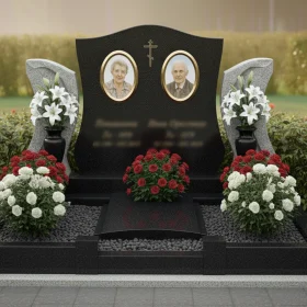 Вертикальный гранитный памятник с православным крестом - ПН199