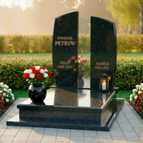 Элитный памятник гранит/стекло для двоих - ПН237