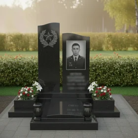 Светский вертикальный гранитный памятник с комплексом - ПН305