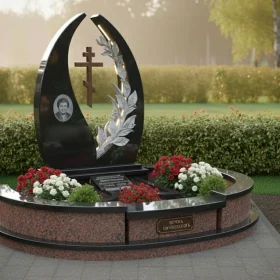 Гранитный православный памятник с крестом - ПН374