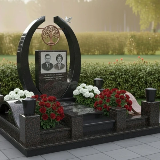 Элитный гранитный вертикальный памятник в Рязани, гранит амфиболит