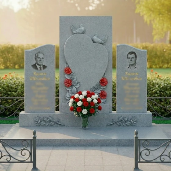 Гранитный памятник на двоих в Перми, гранит Мансуровский