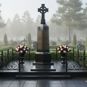 Гранитный вертикальный памятник на одного - ПН677