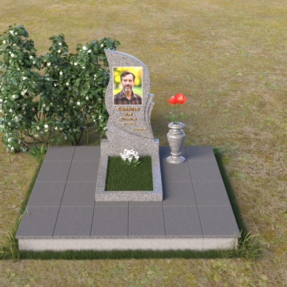 Надгробие с асимметричной стелой из гранита, гранит Мансуровский, вид 3