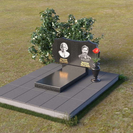 Светское горизонтальное надгробие из лезниковского гранита в Новокузнецке, гранит Габбро-диабаз