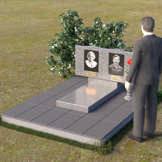 Гранитный памятник горизонтальный для двоих в Нижневартовске