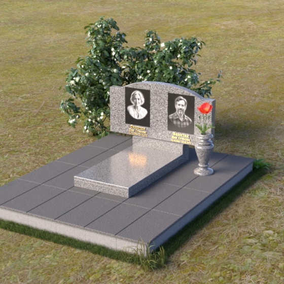 Надгробие горизонтальное с волнообразной вершиной, гранит Мансуровский, в Якутске