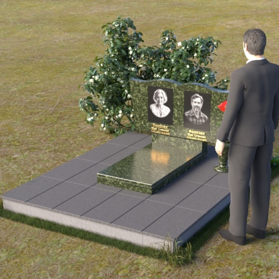 Горизонтальный гранитный памятник — волна для двоих, в Якутске