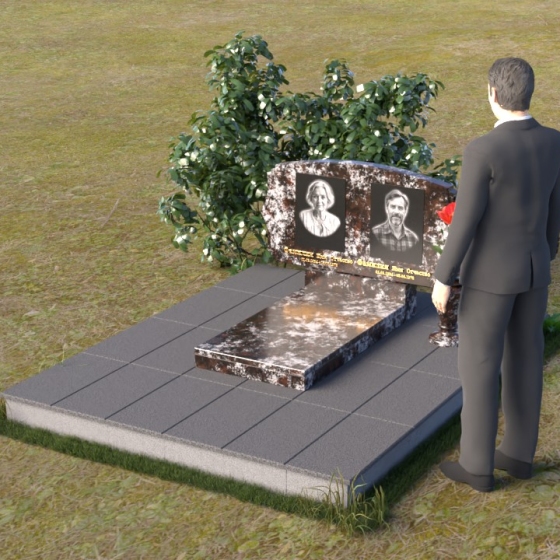 Гранитный горизонтальный памятник в Томске, для одного или двоих