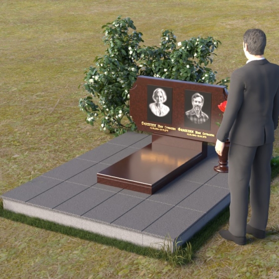 Двойной горизонтальный памятник из Гранита или мрамора светский во Владивостоке