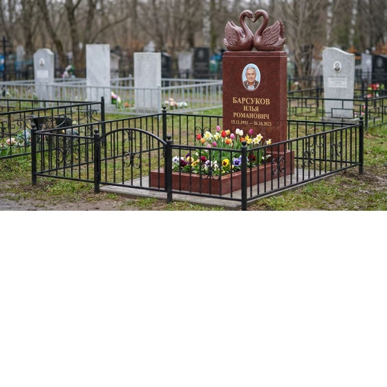 Памятник с парой лебедей из лезниковского гранита