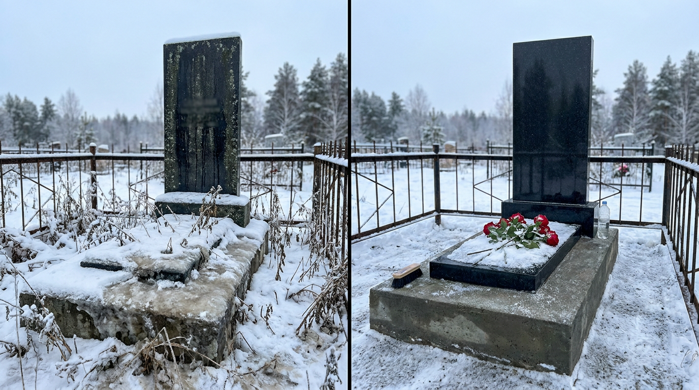 Уборка могилы в Новокузнецке — пример 2